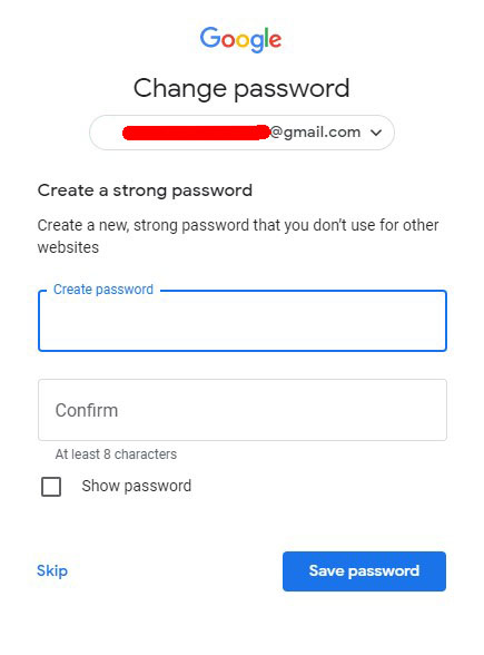 buat password baru gmail