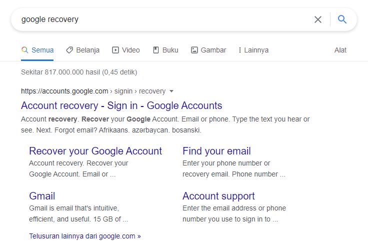 google recovery