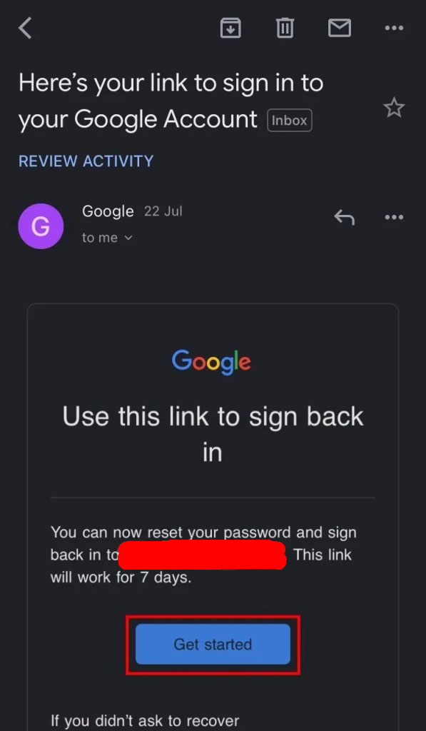 mengatur ulang password gmail